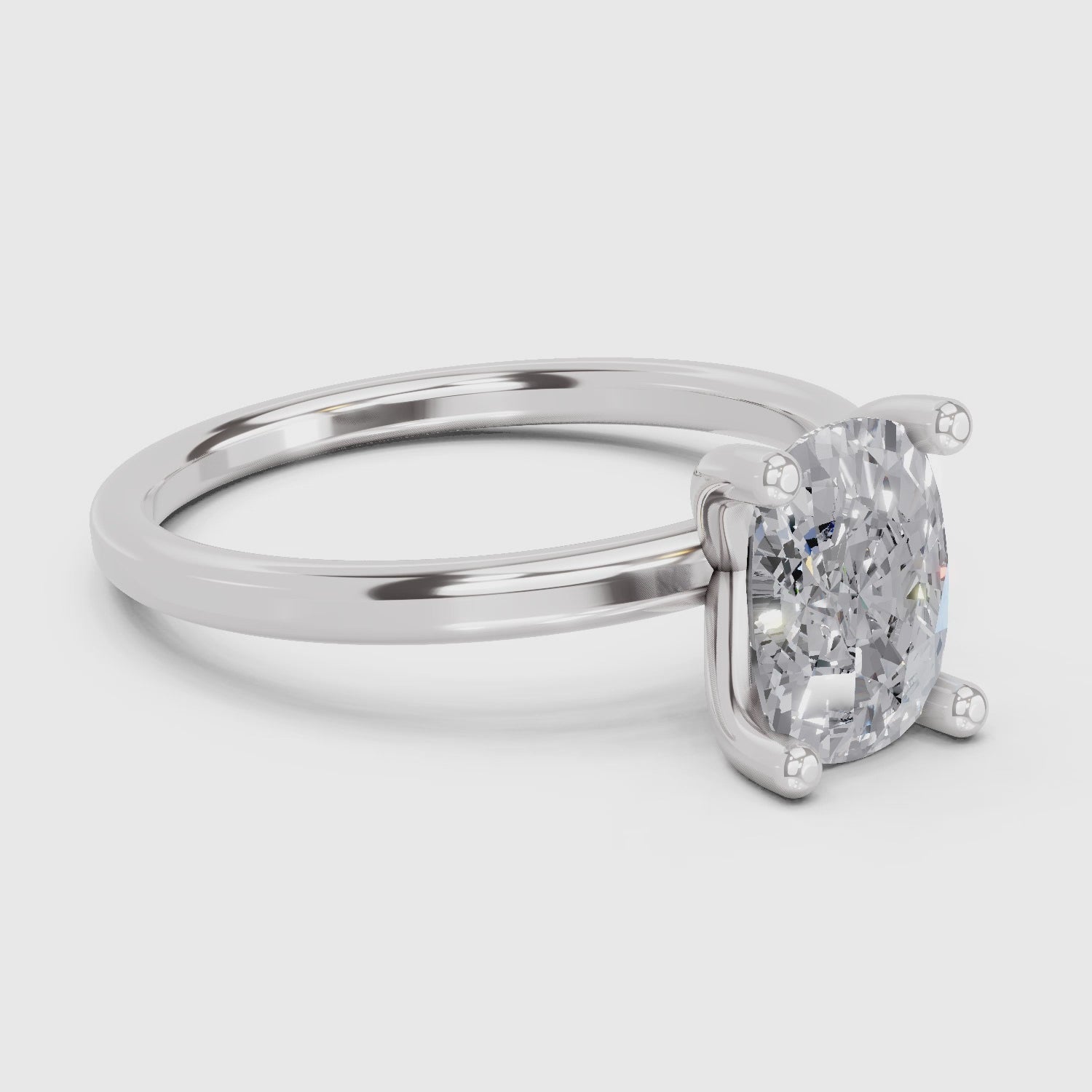 Load video: 1.38 Carat Cushion Shape Solitaire Diamond Engagement Ring | 14K White Gold