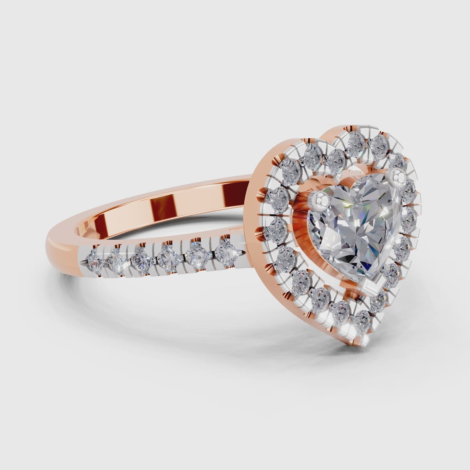 Load video: 1.54 Carat Heart Shape Halo Engagement Ring | 14K Rose Gold