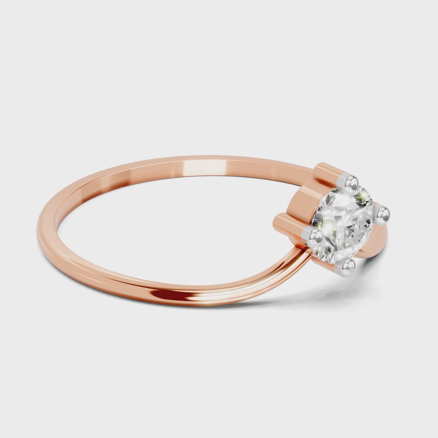 Load video: Sparkles Lab Grown Diamond 0.25 Carat Luna Solitaire Diamond Engagement Ring | 14K Rose Gold