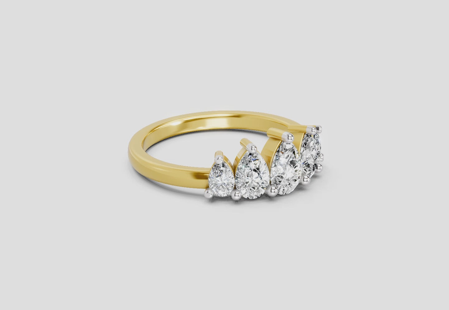 Load video: 1.14 Ct Pear Shape 5 Stone Diamond Ring | 14K Yellow Gold