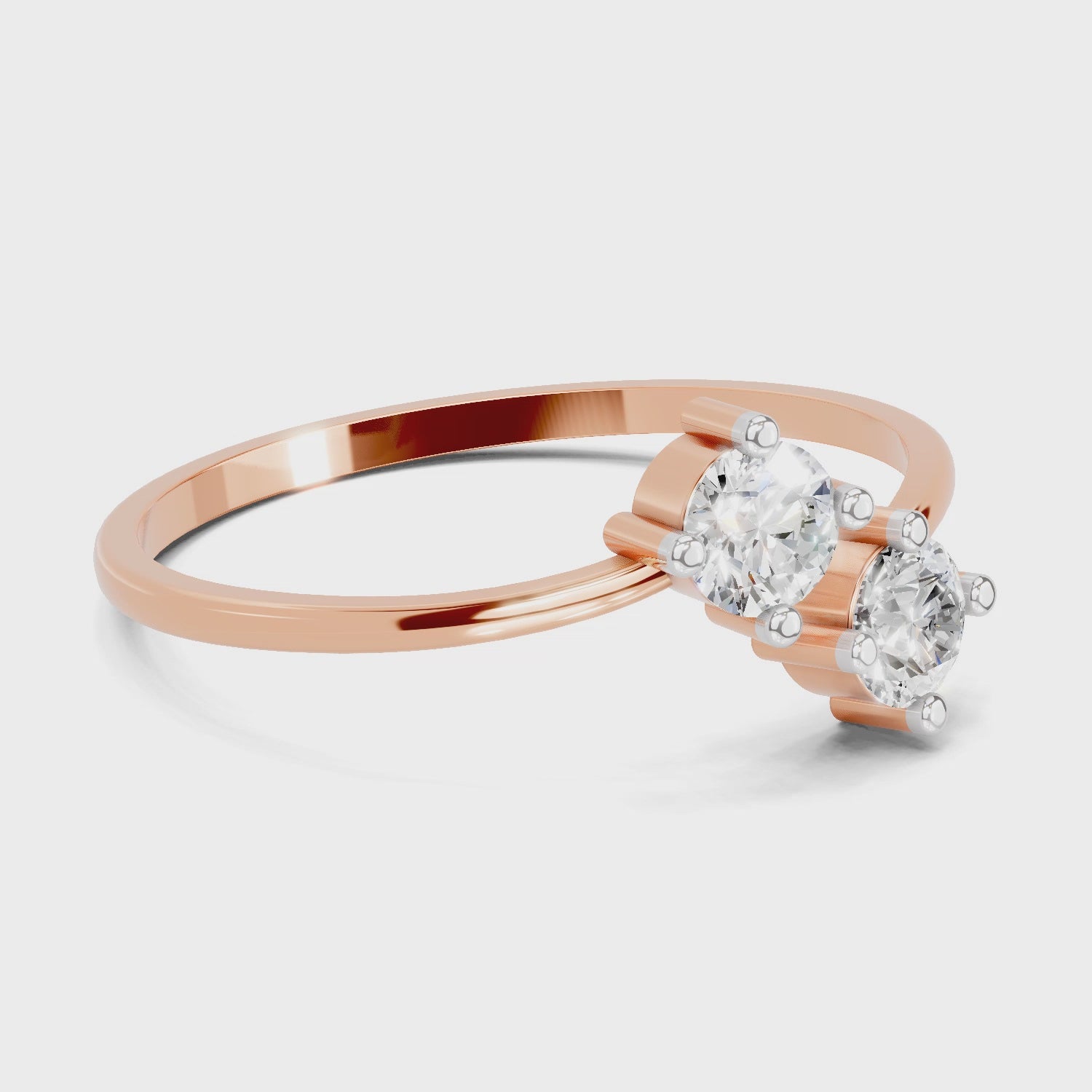 Load video: Sparkles Lab Grown Diamond 0.29 Carat Eternal Duo Diamond Engagement Ring | 14K Rose Gold