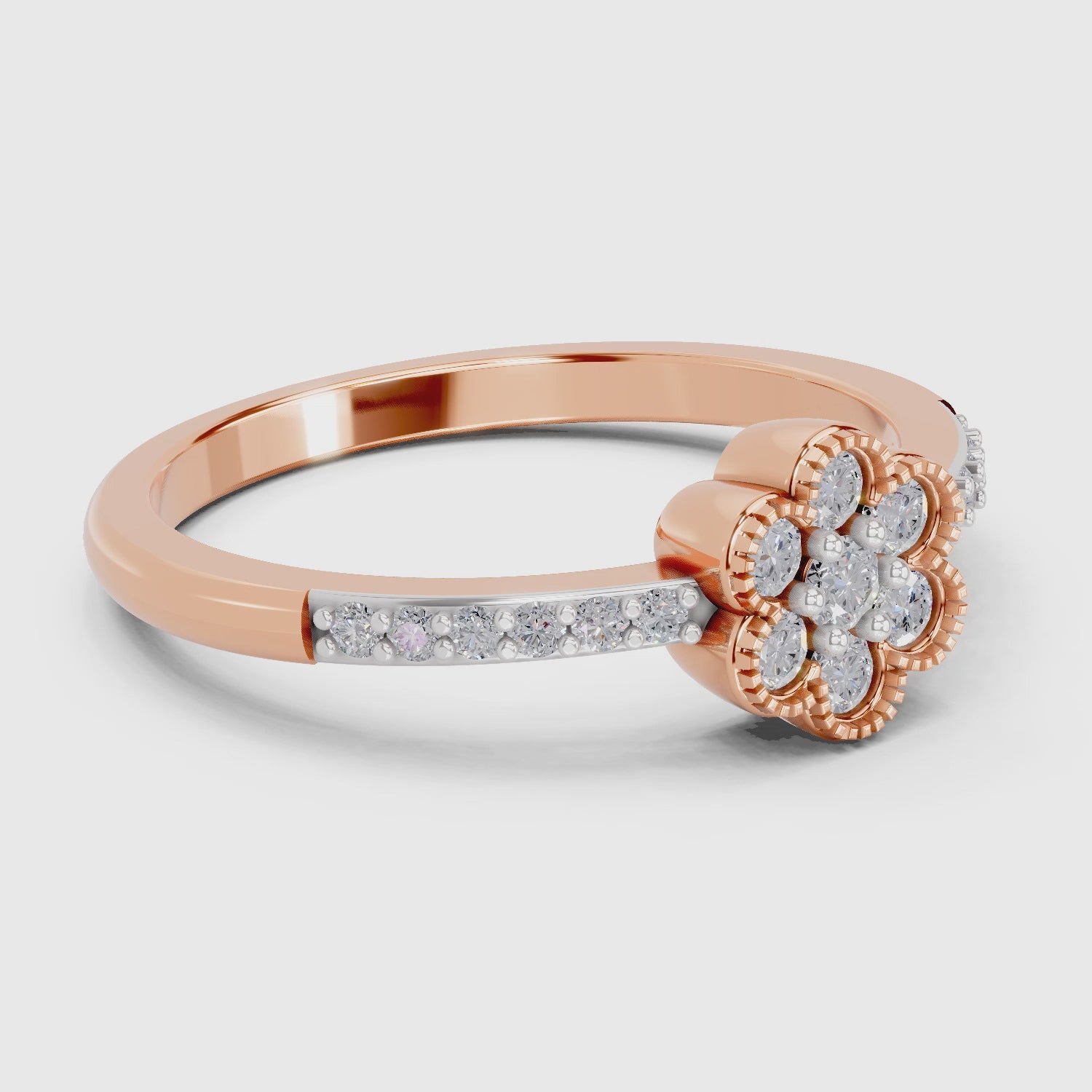 Load video: 0.59 Carat Round Shape Floral Engagement Ring | 14K Rose Gold