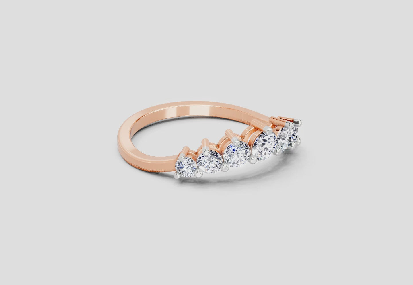 Load video: 0.65 Carat Diamond Symphony Promise Engagement Ring  | 14K Rose Gold IGI Certified FG VS Quality Diamonds