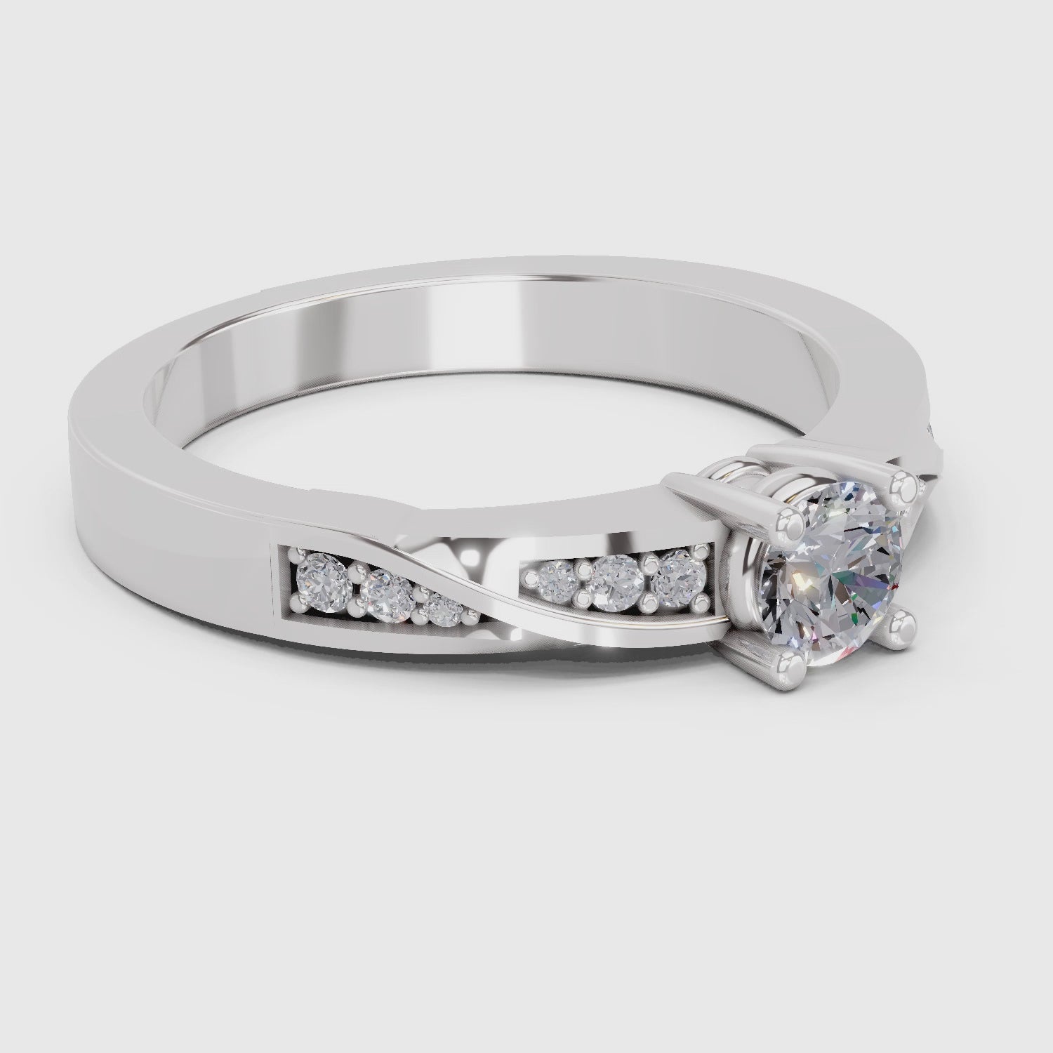 Load video: 0.44 Carat Round Shape Grace Solitaire Engagement Ring | 14K White Gold