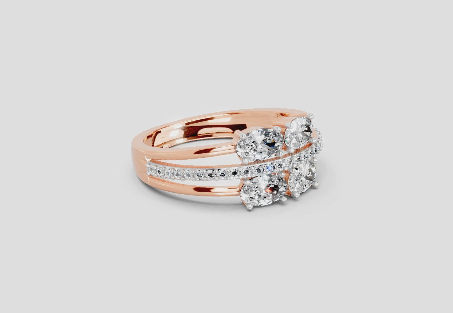 Load video: 1.36 Carat Quadra Oval Engagement Ring | 14K Rose Gold