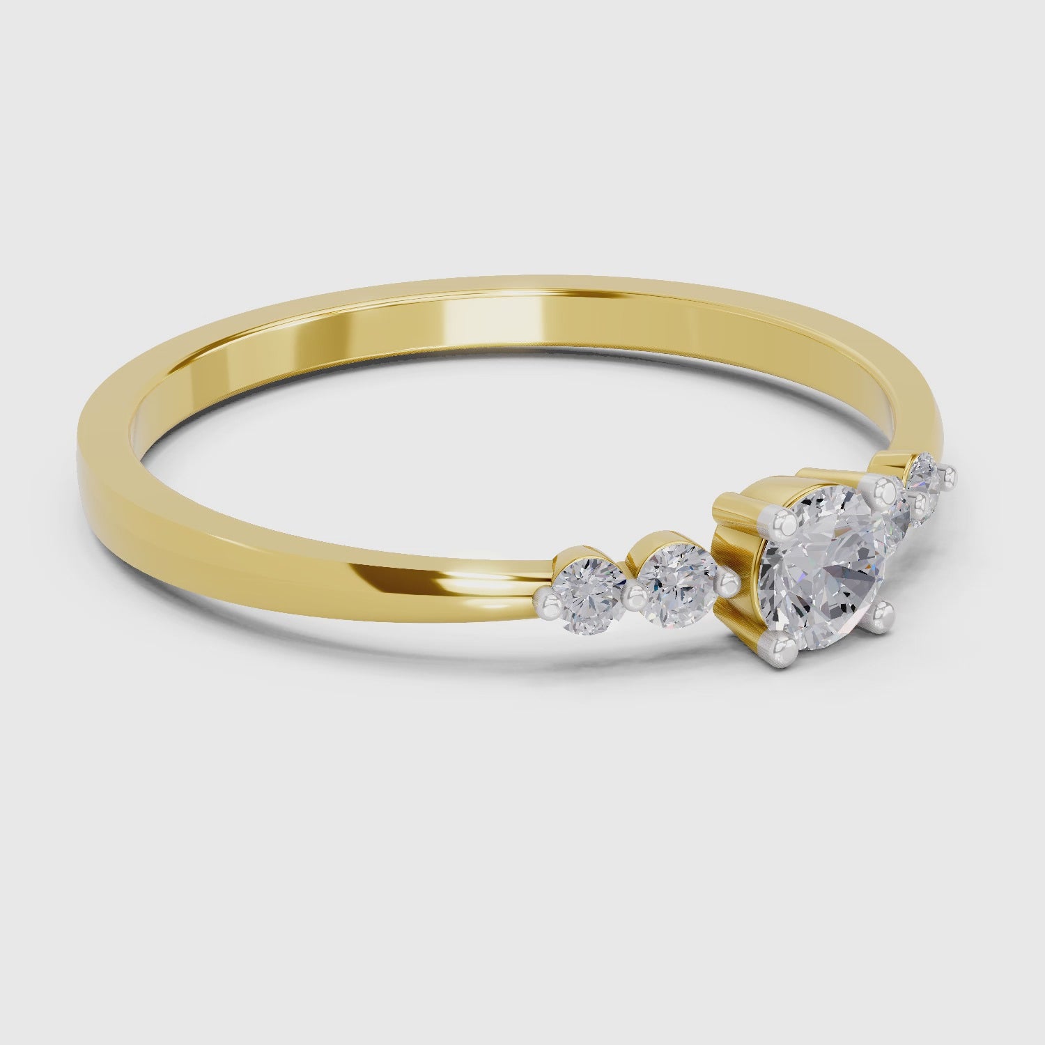 Load video: 0.22 Ct Round Shape | 925 Sterling Silver Gold Plated Solitaire Ring