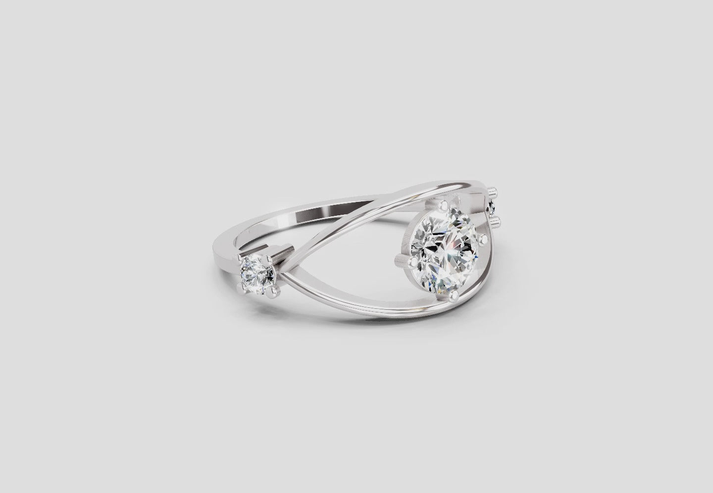 Sparkles Lab Grown Diamond 0.16 Carat Round Shape Evil Eye Solitaire Ring| 14K White Gold