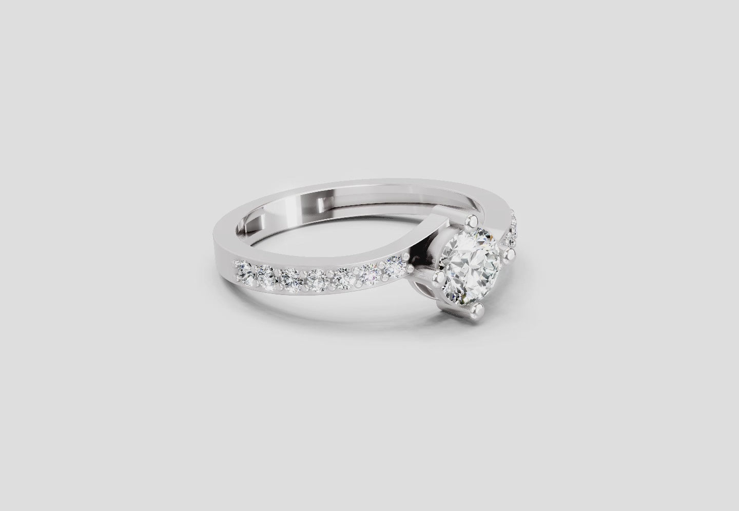 Load video: 0.76 Carat Round Shape Diamond Engagement Ring | 14K White Gold