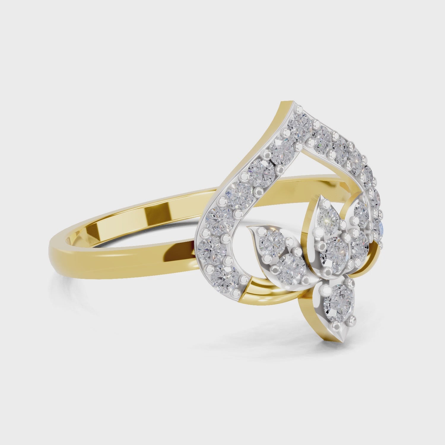 Load video: 0.3 Carat  | 925 Sterling Silver Gold Plated Lotus Diamond Ring