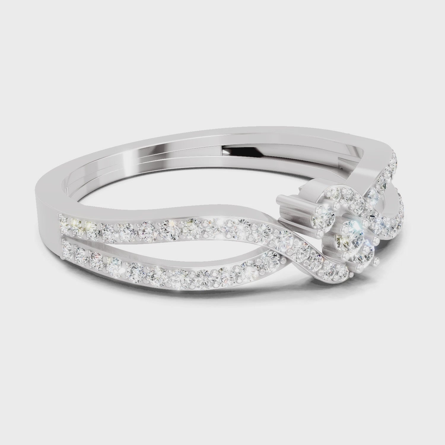 Load video: 0.36 Carat Round Shape Twirl Engagement Ring | 14K White Gold