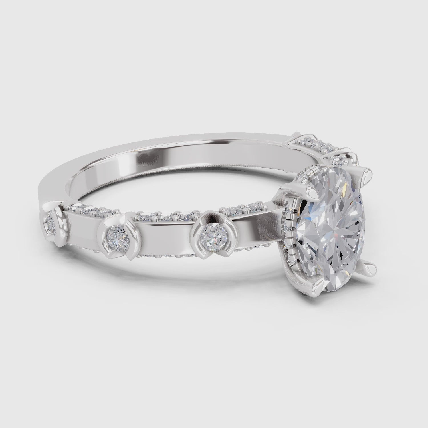 1.39 Ct Oval Shape Solitaire Diamond Ring| 14K White Gold