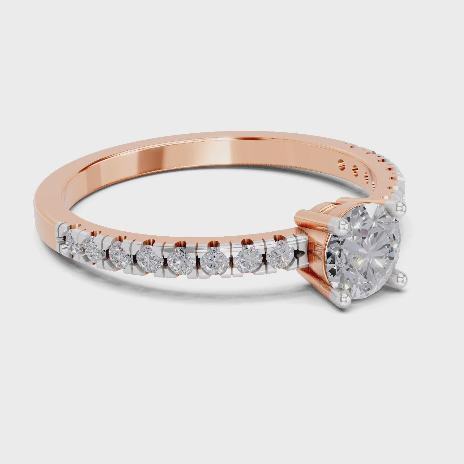 Load video: 0.67 Ct Round Shape Solitaire Diamond Ring | 14K Rose Gold