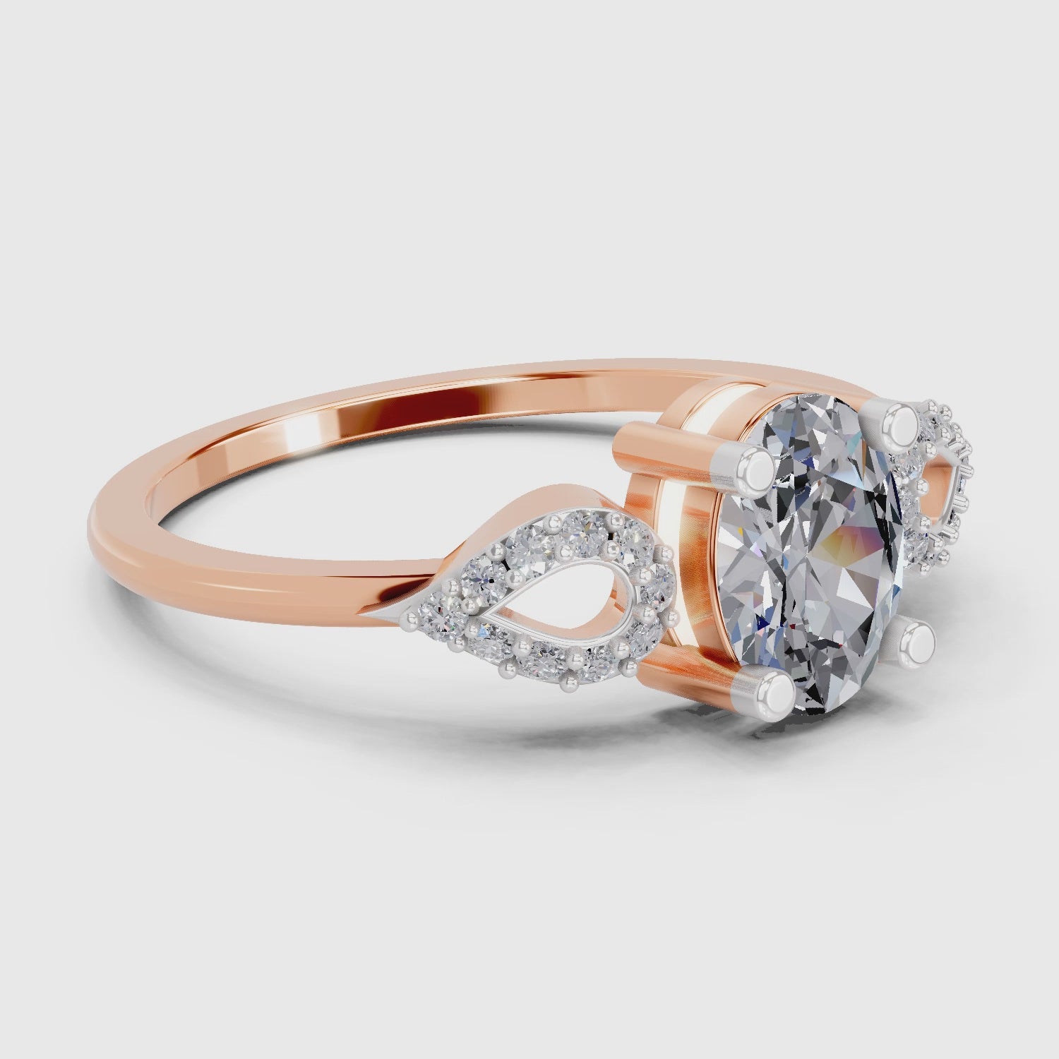 Load video: 1.07 Carat Oval Shape Engagement Ring | 14K Rose Gold