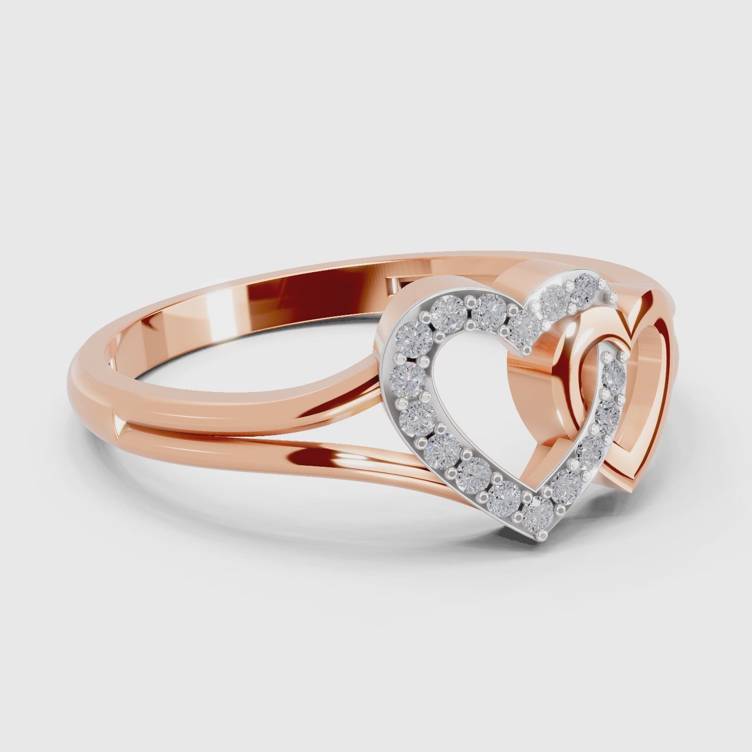 Load video: 0.13 Carat Round Shape Twin Heart Engagement Ring | 14K Rose Gold