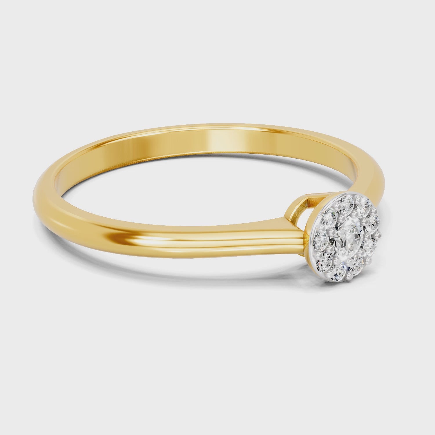 Load video: 0.13 Carat| 925 Sterling Silver Gold Plated Halo Ring