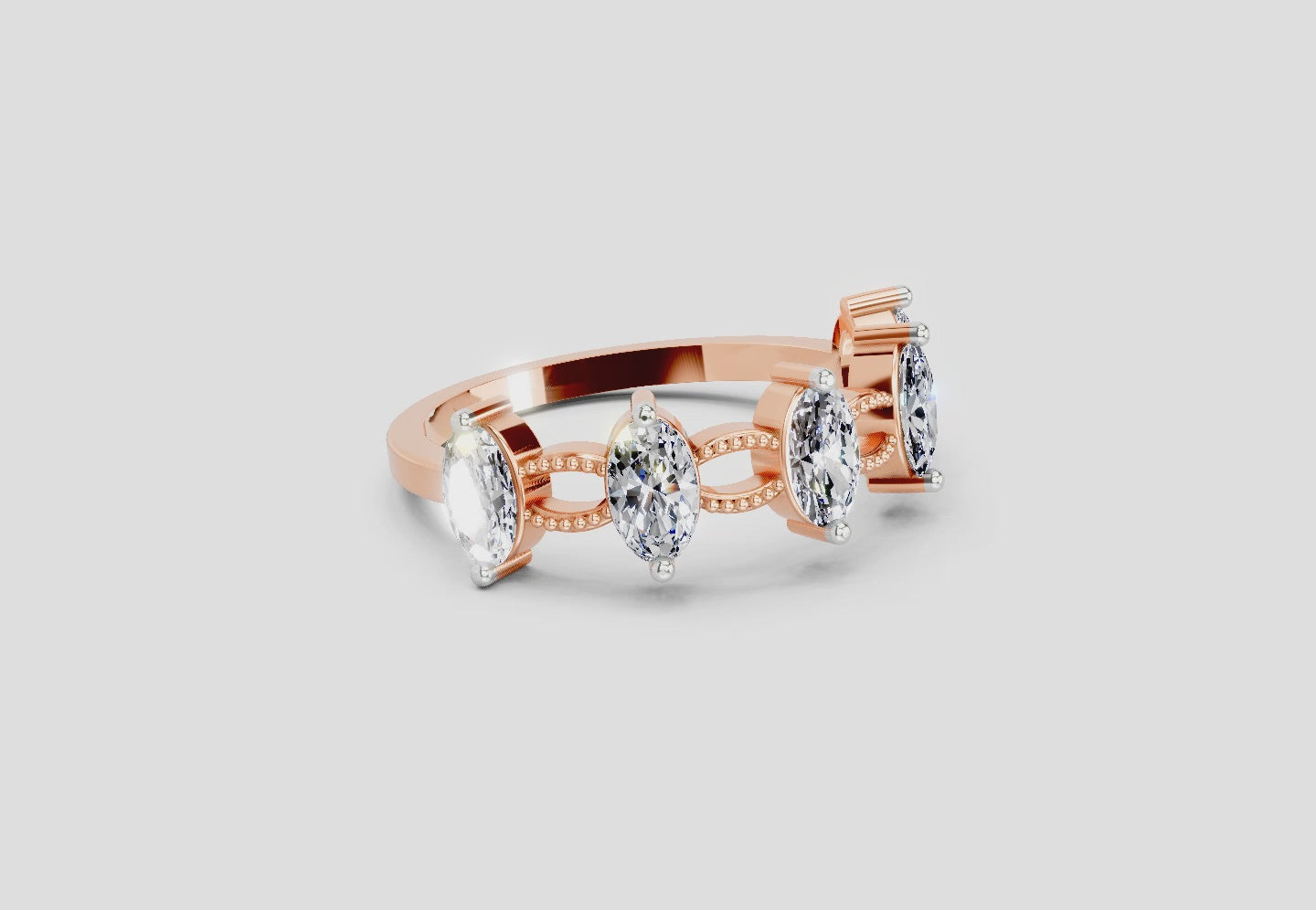 Load video: 1.10 Ct Oval Shape Diamond Band Ring | 14K Rose Gold