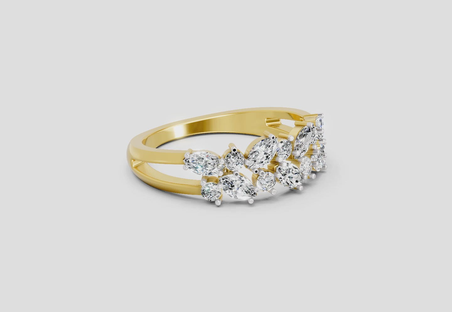 Load video: 0.7 Ct Marquise And Round Cluster Ring | 14K Yellow Gold