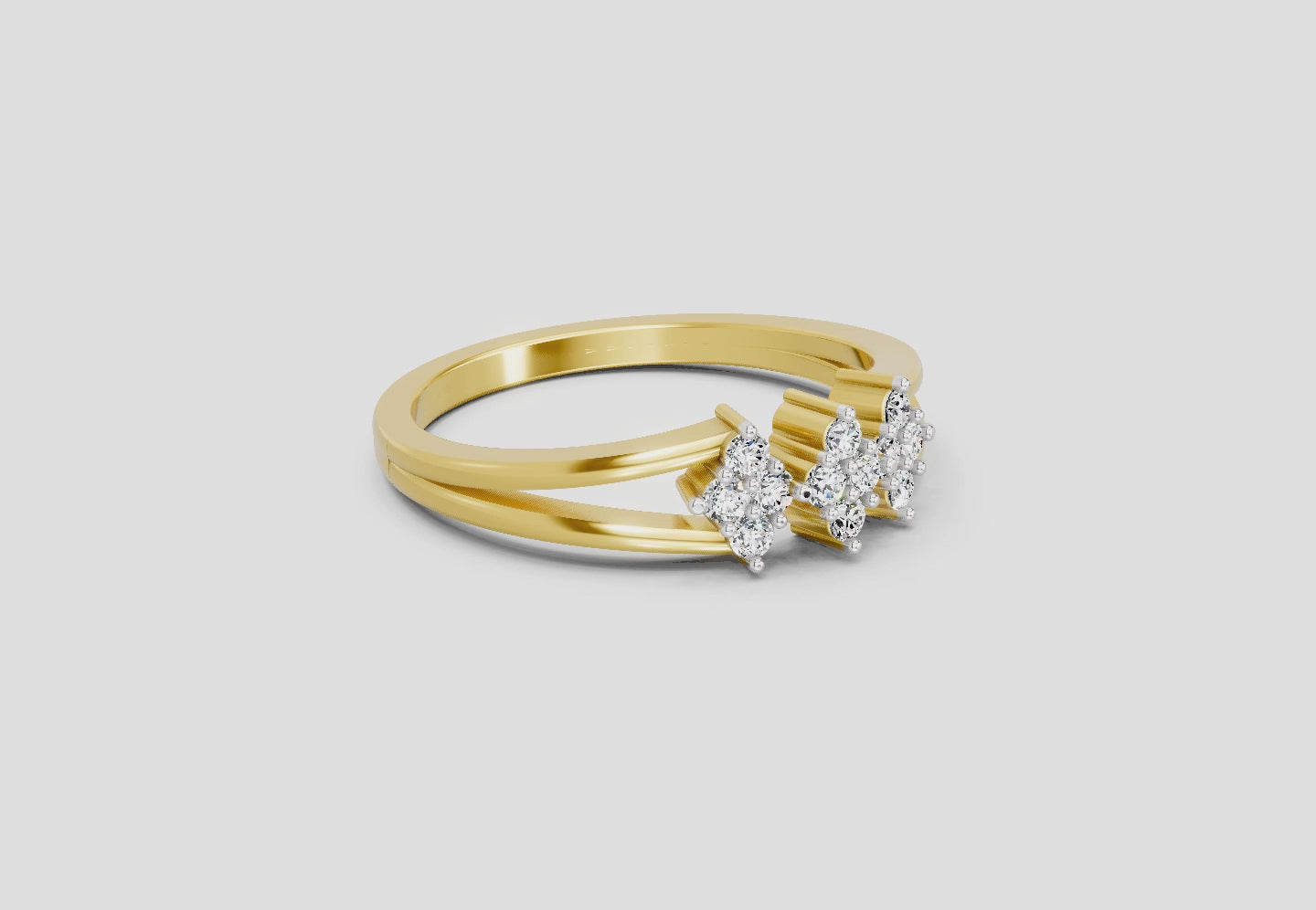 Load video: 0.14 Ct Round Shape Diamond Cluster Ring | 14K Yellow Gold