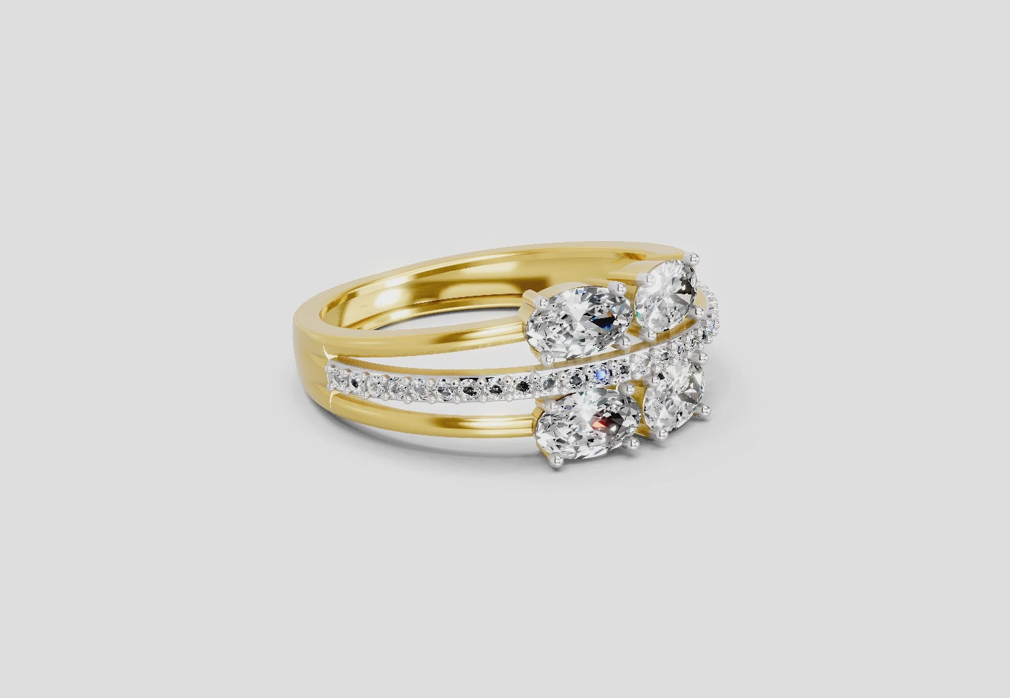 Load video: 1.36 Carat Quadra Oval Engagement Ring | 14K Yellow Gold