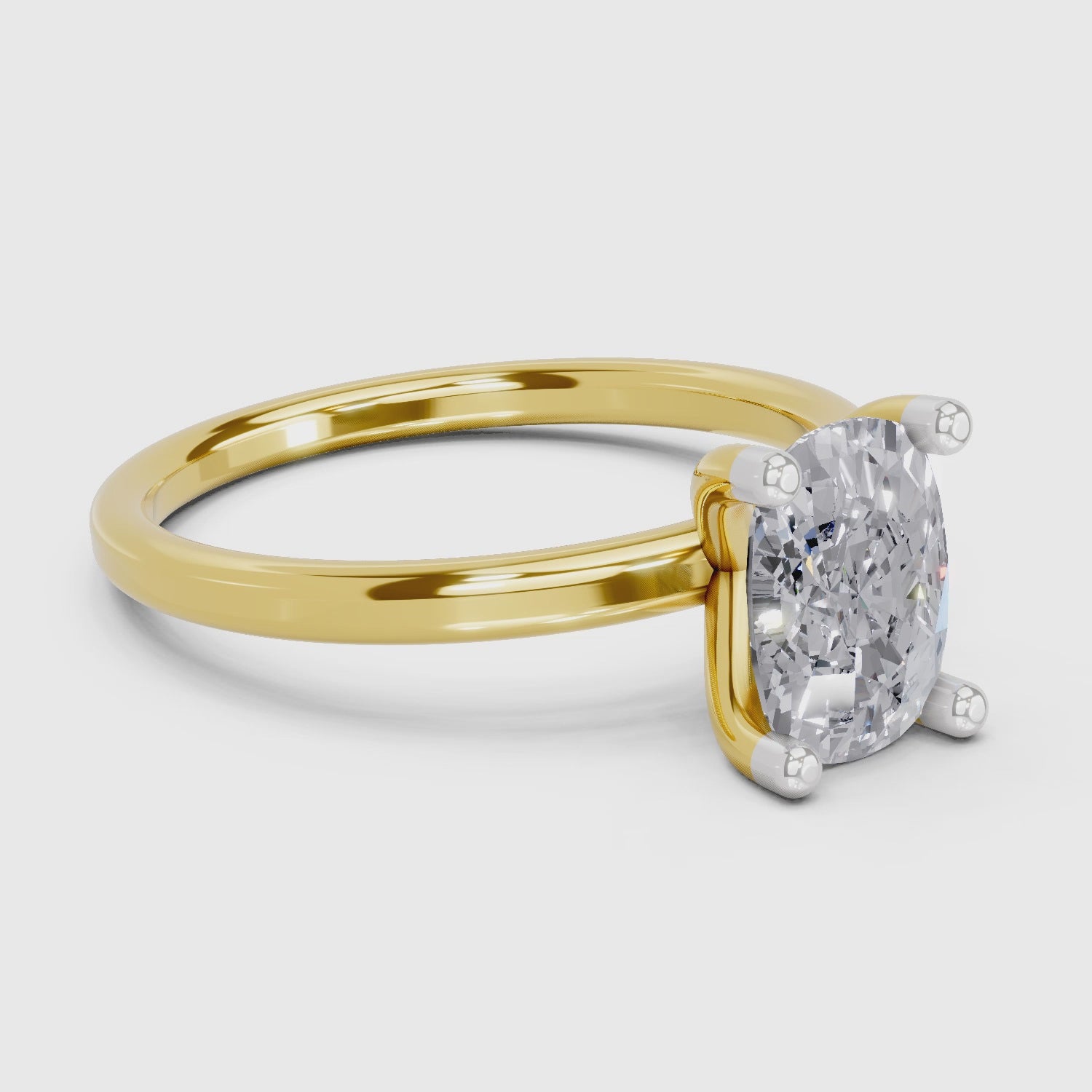 1.38 Carat Cushion Shape Solitaire Diamond Engagement Ring | 14K Yellow Gold