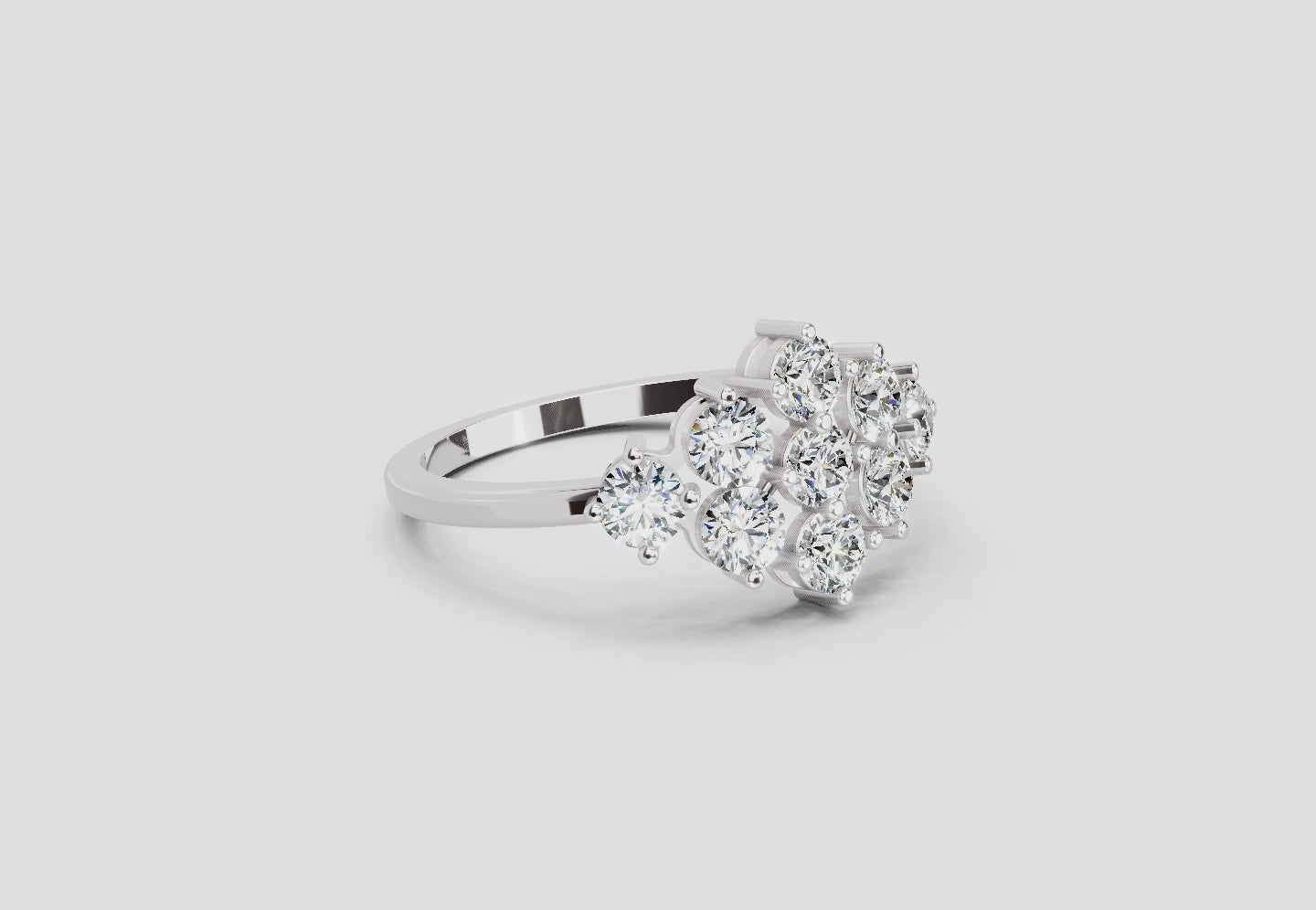 Load video: 0.77 Carat Round Shape Cluster Diamond Ring | 14K White Gold