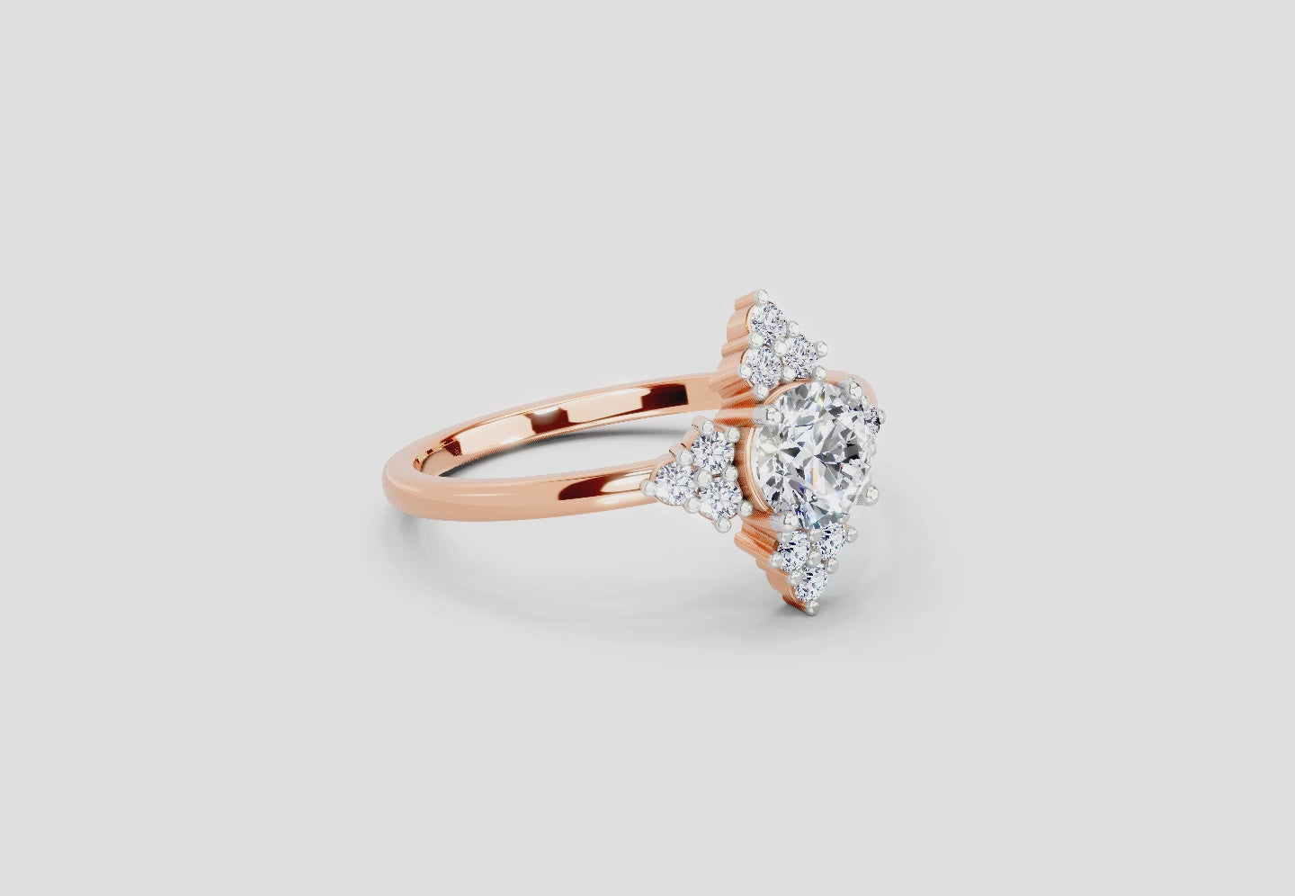 Load video: 0.70 Ct Round Shape Cluster Diamond Ring | 14K Rose Gold