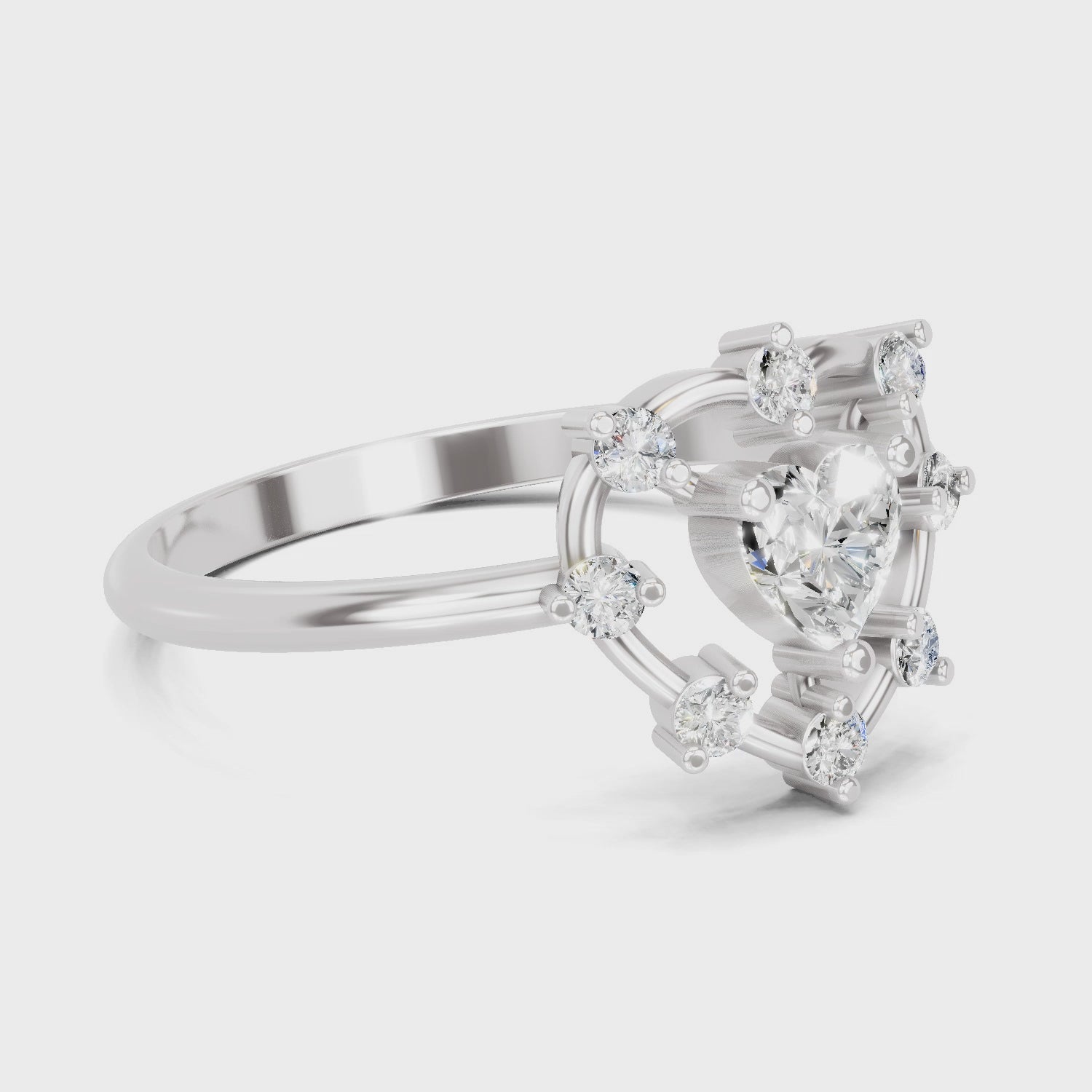 Load video: 0.44 Carat Heart &amp; Round Shape Diamond Ring | 14K White Gold