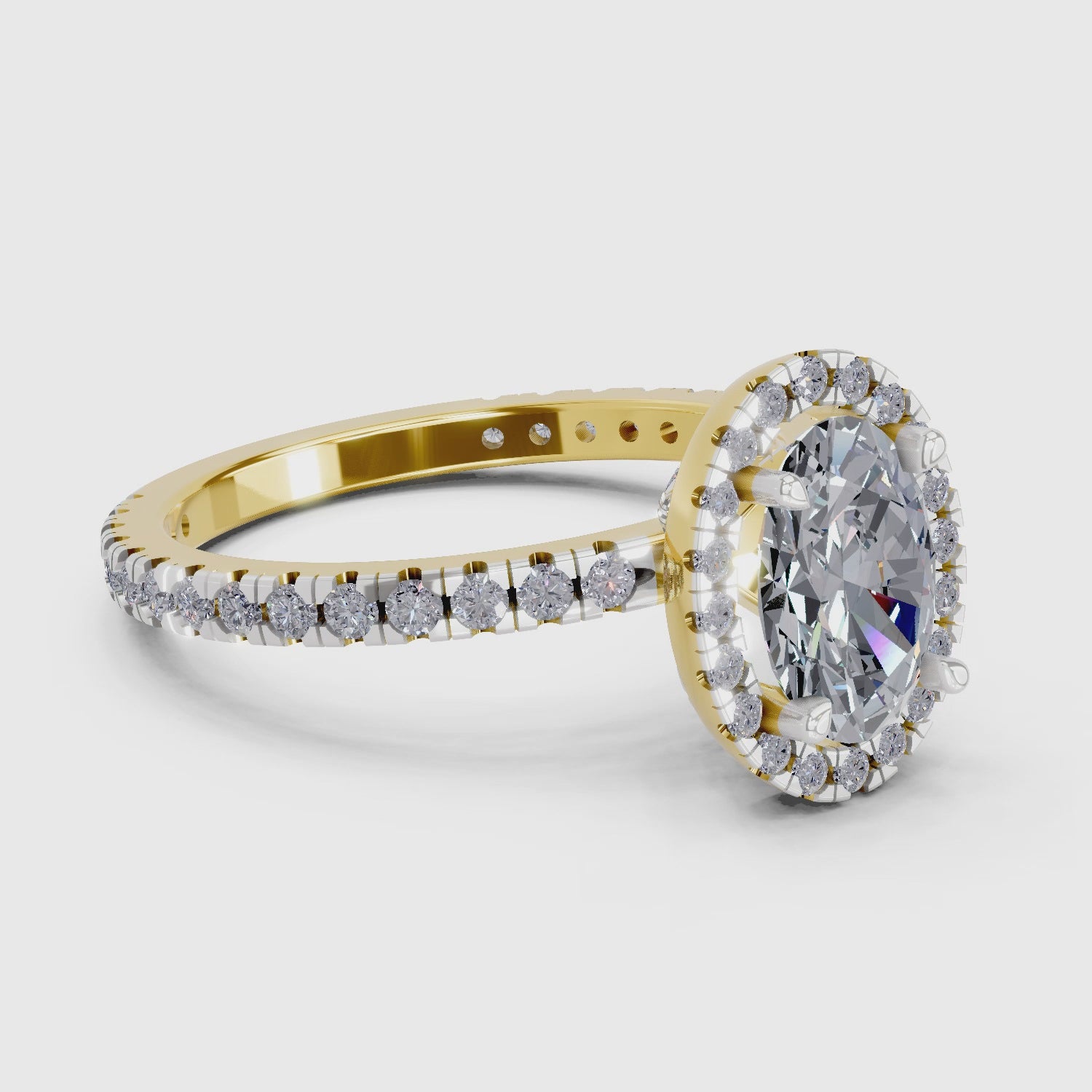Load video: 1.66 Carat Oval Shape Halo Engagement Ring | 14K Yellow Gold