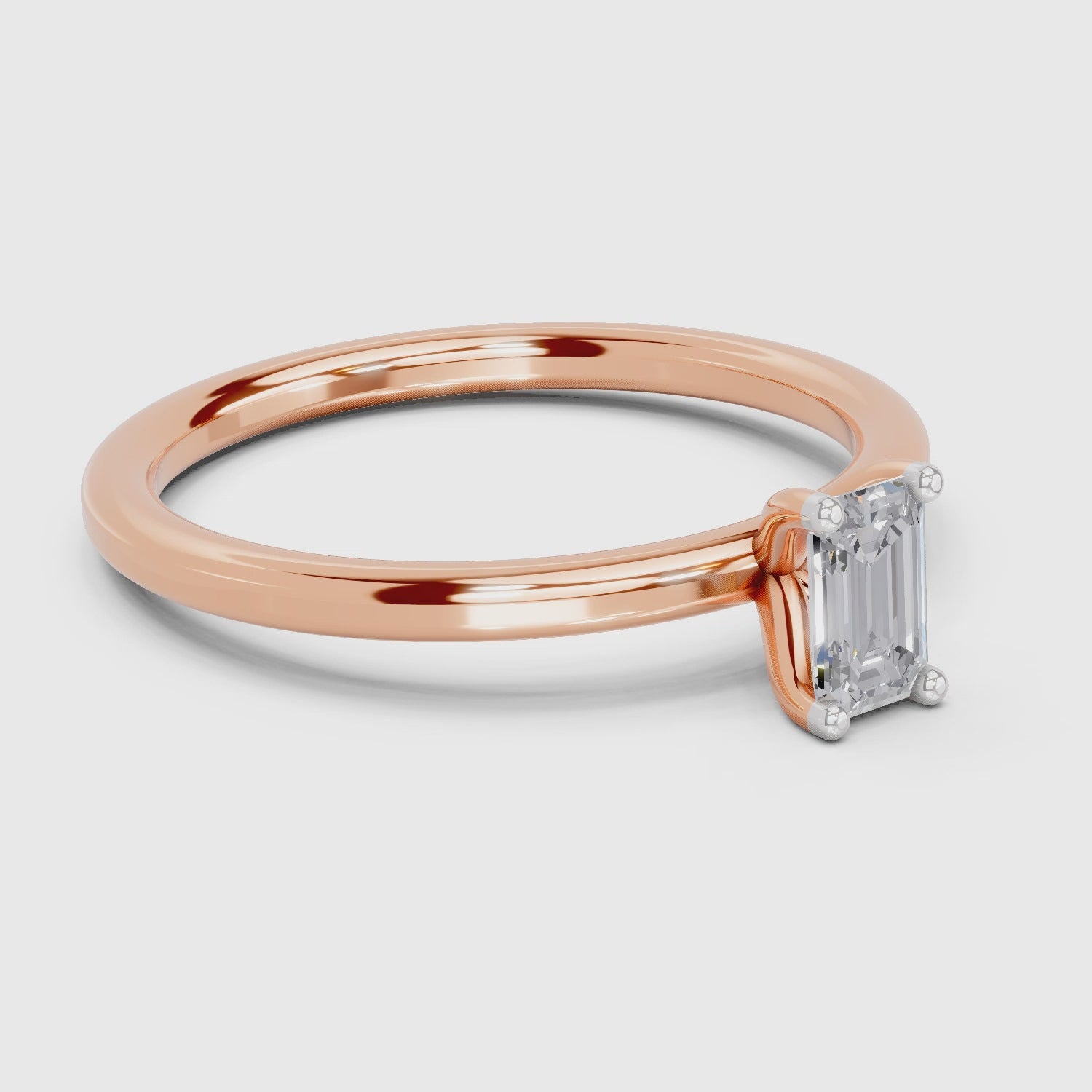 Load video: 0.4 Carat Emerald Shape Solitaire Diamond Engagement Ring | 14K Rose Gold