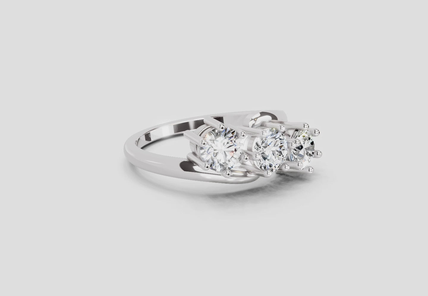 Load video: 1.14 Ct Round Three Stone Ring | 14K White Gold