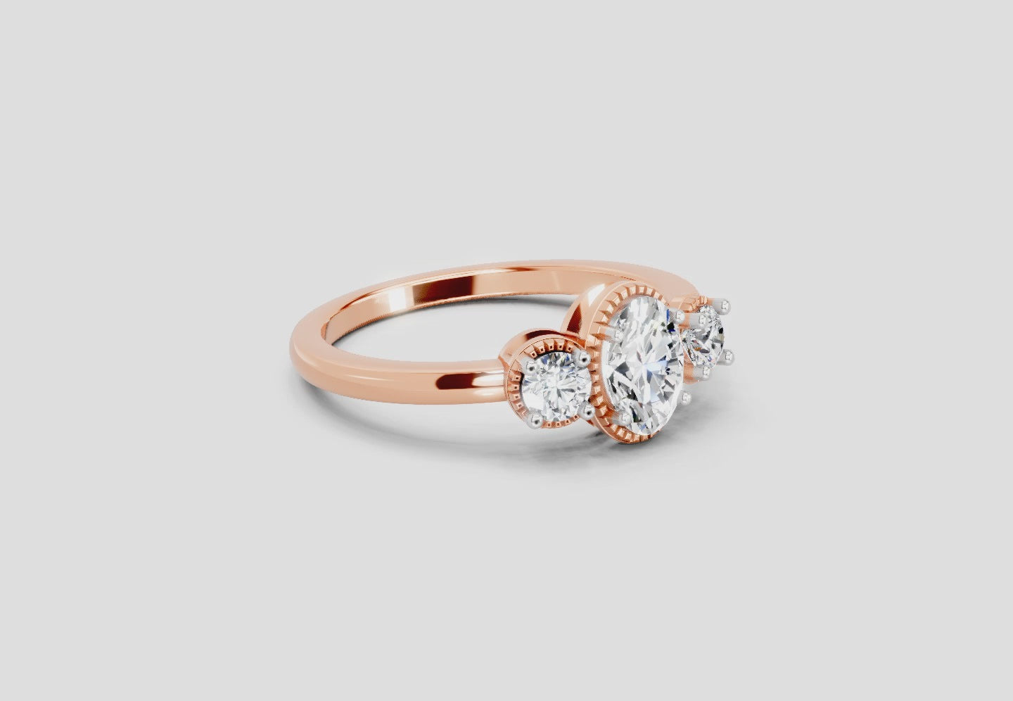 Load video: 0.88 Carat Nova Trinity Promise  Engagement Ring | 14K Rose Gold