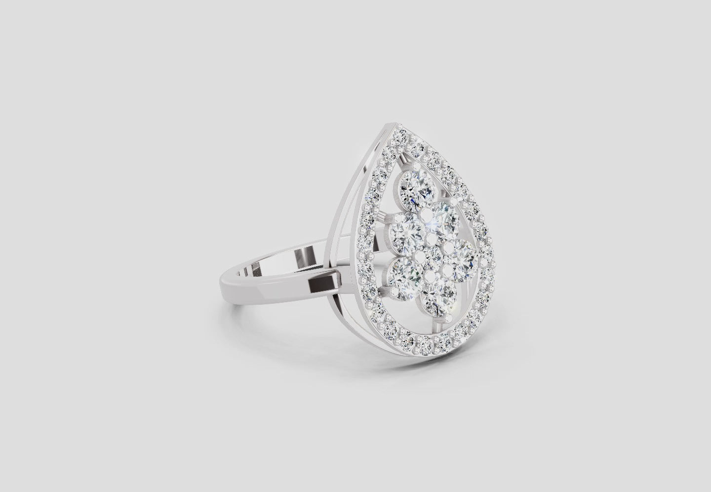 Load video: 1.01 CT Round Cluster Diamond Ring | 14K White Gold