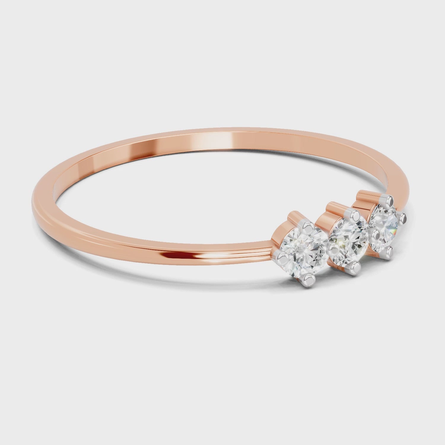Load video: 0.18 Carat Trinity Spark Diamond Engagement Ring | 14K Rose Gold