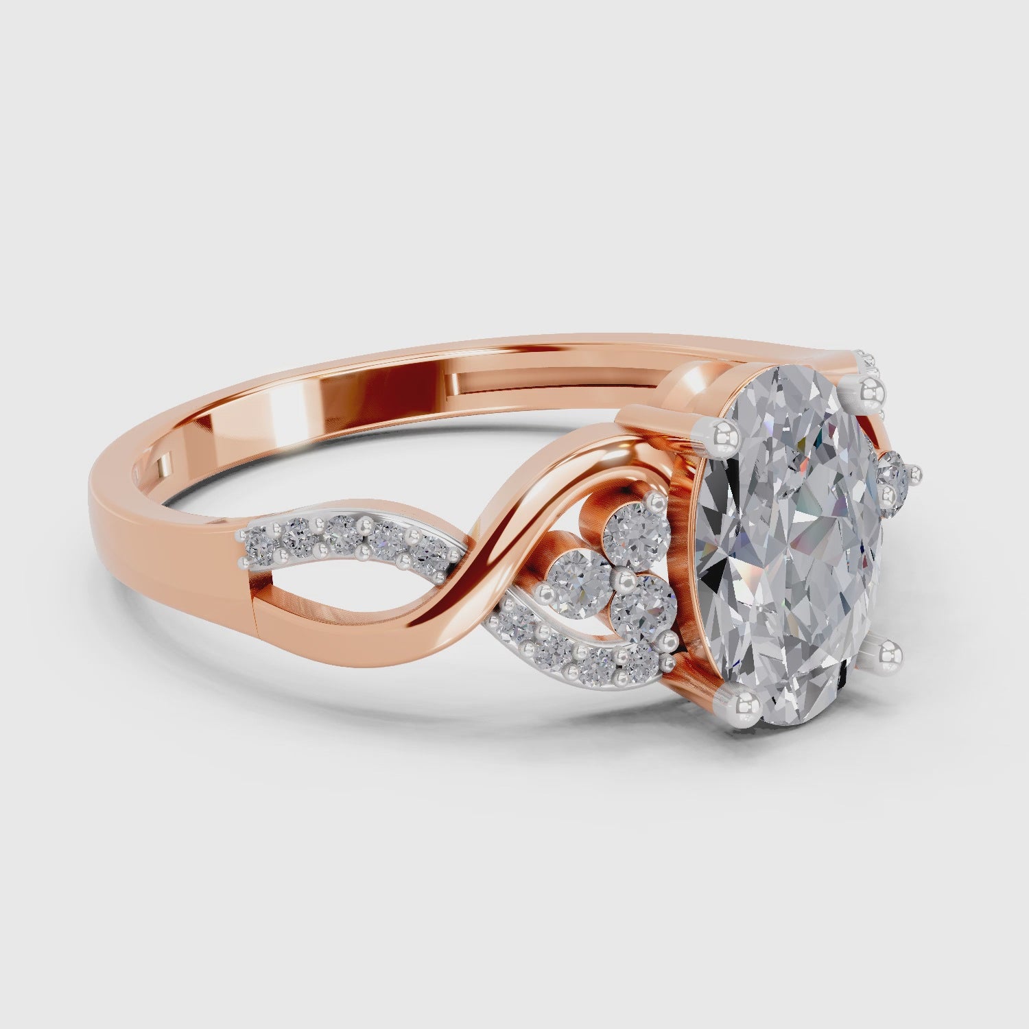 Load video: 2.19 Carat Oval Shape Swirl Engagement Ring | 14K Rose Gold