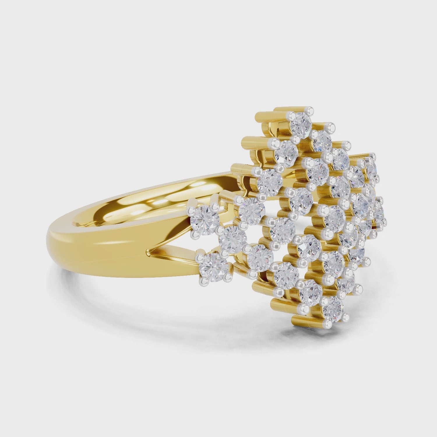 Load video: 0.41 Ct Round Shape | 925 Sterling Silver Gold Plated Radiant Bloom Ring
