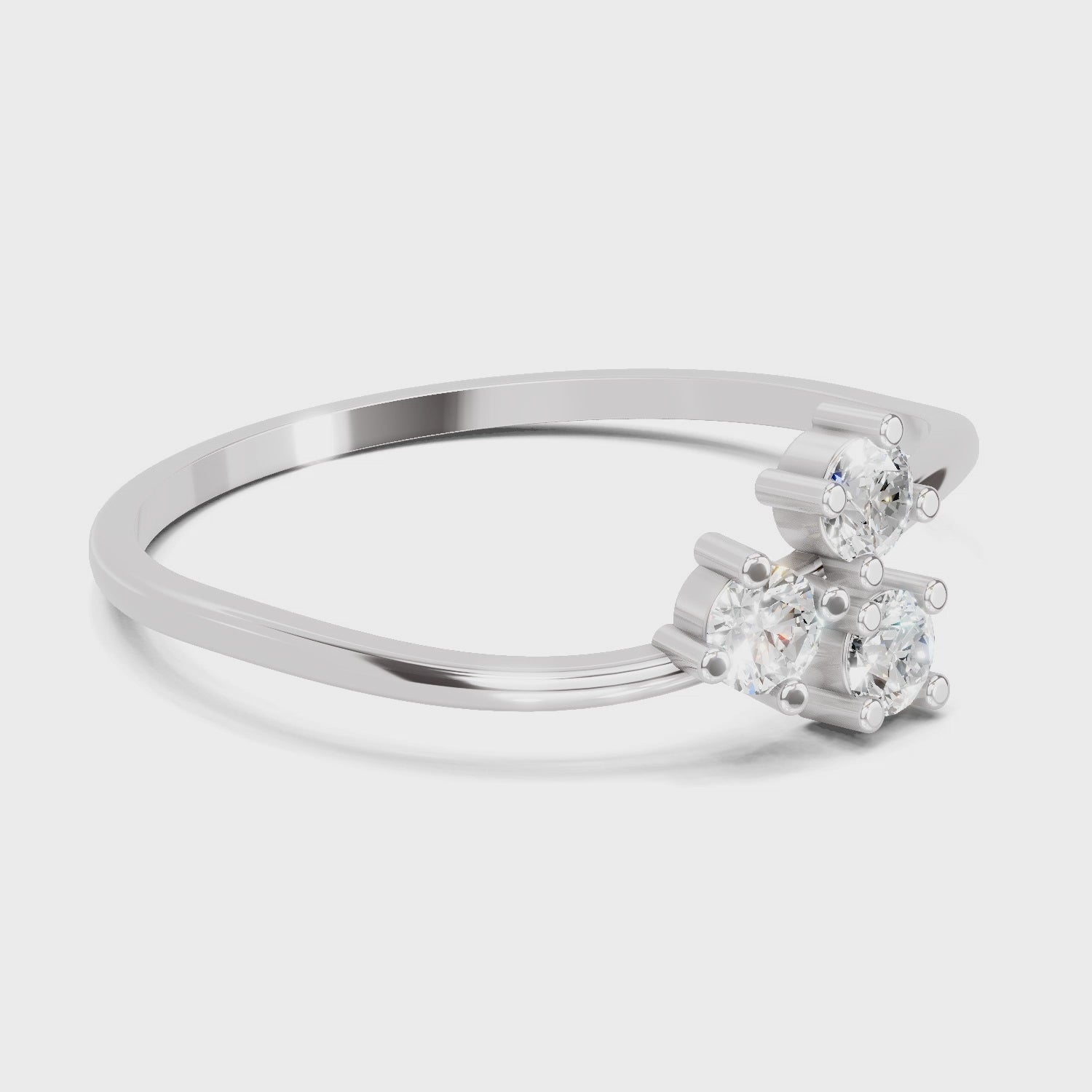 Load video: 0.18 Carat Threefold Diamond Engagement Ring | 14K White Gold