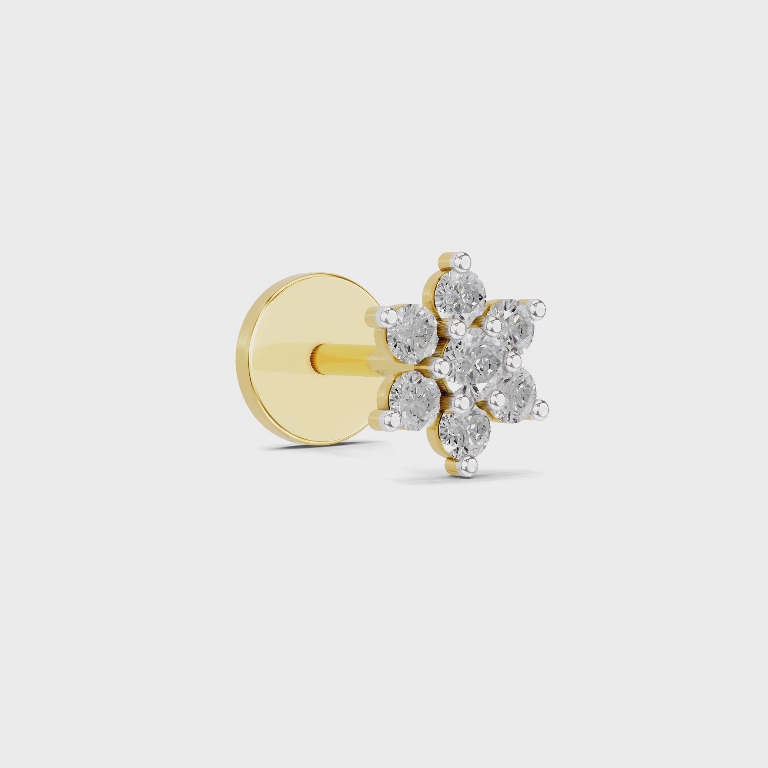 0.11 Ct Round Shape Nose Pin | 14K Yellow Gold
