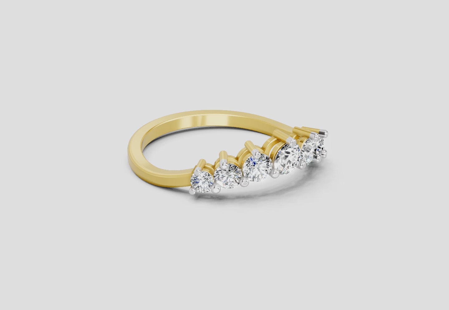 Load video: 0.65 Carat Diamond Symphony Promise Engagement Ring  | 14K Yellow Gold IGI Certified FG VS Quality Diamonds