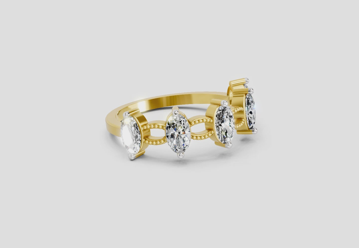 Load video: 1.10 Ct Oval Shape Diamond Band Ring | 14K Yellow Gold