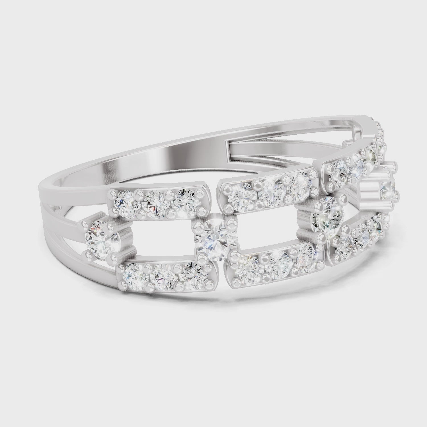 Load video: 0.46 Carat Round Shape Diamond Bridge Ring | 14K White Gold