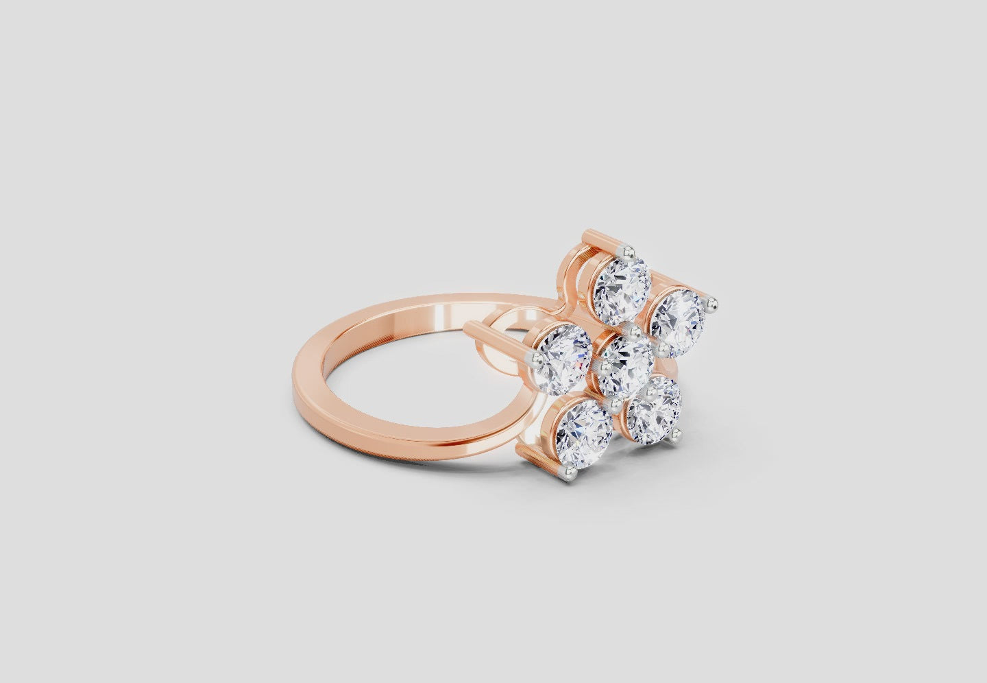 Load video: 0.81 Ct Round Shape Diamond Flower Ring | 14K Rose Gold