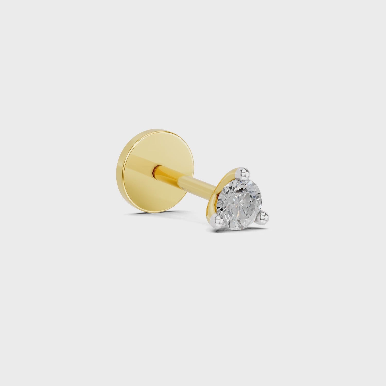 0.09 Ct Round Shape Soilitaire Diamond Nose Pin | 14K Yellow Gold