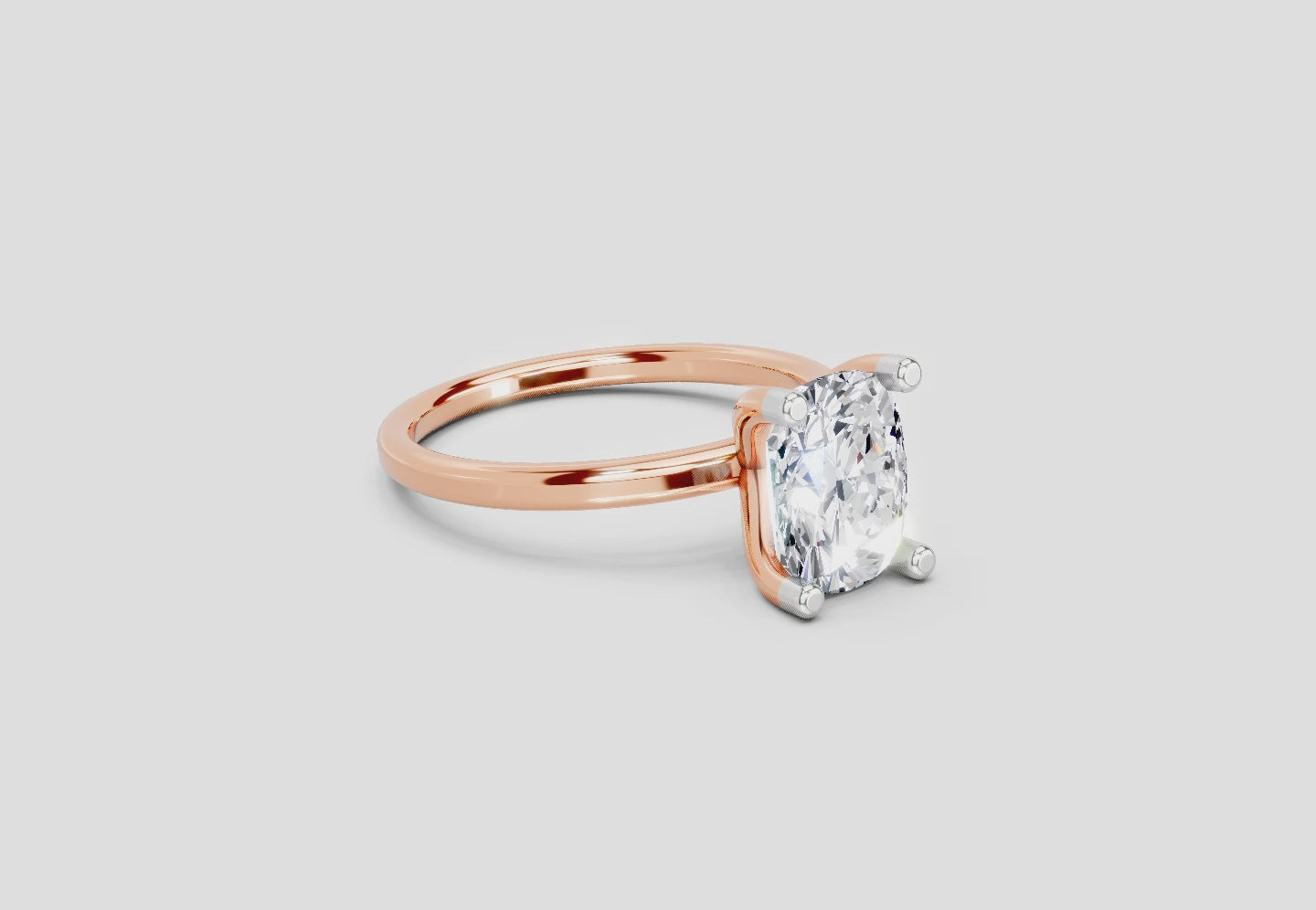 Load video: 2.13 Carat Cushion Shape Solitaire Diamond Ring | 14K Rose Gold