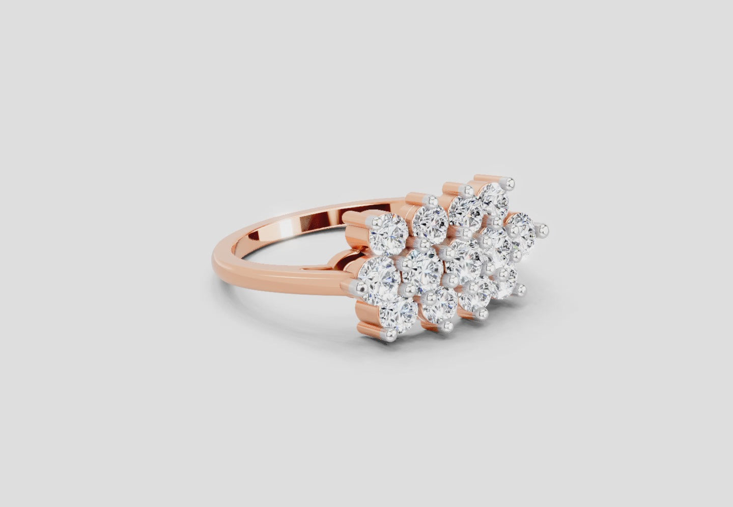 Load video: 1.02 Carat Diamond Cluster Bloom Promise Engagement Ring | 14K Rose Gold