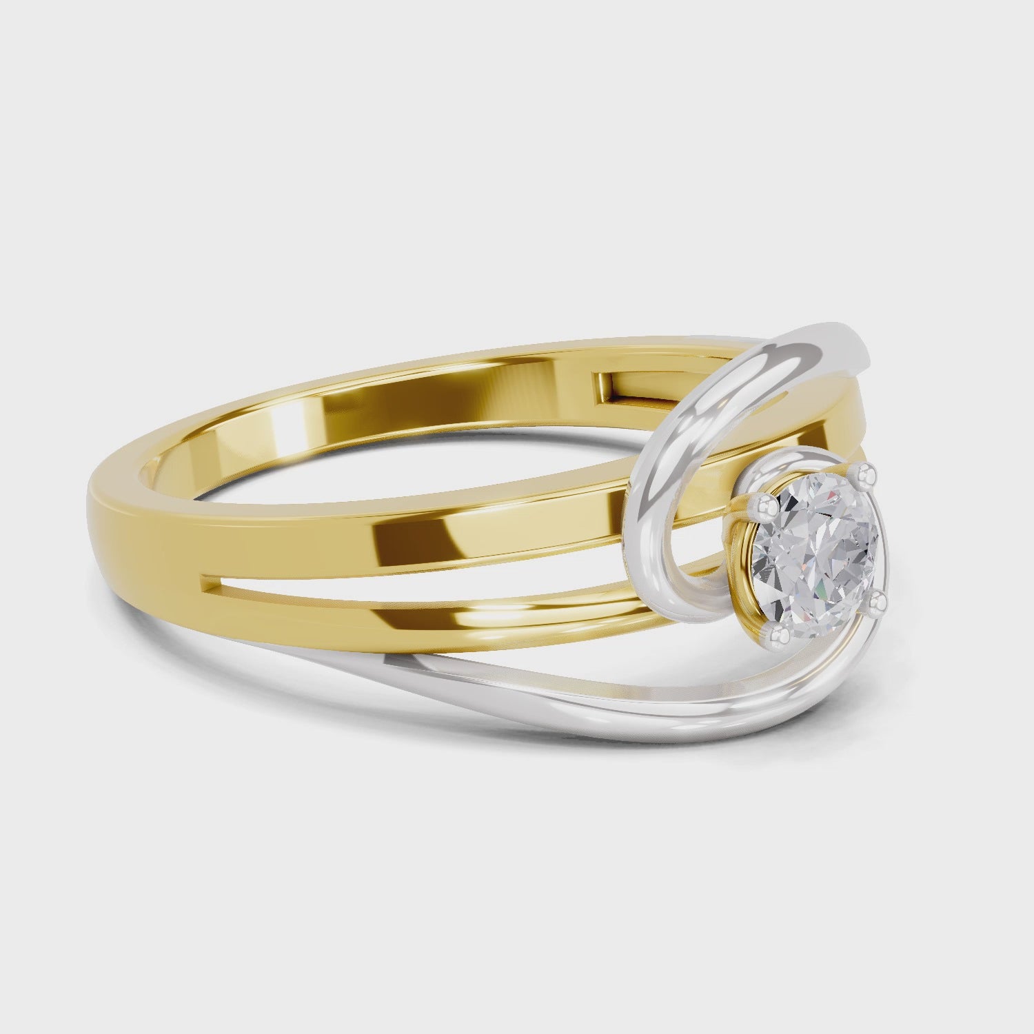 Load video: 0.25 Ct Round Shape | 925 Sterling Silver Gold Plated Solitaire Ring