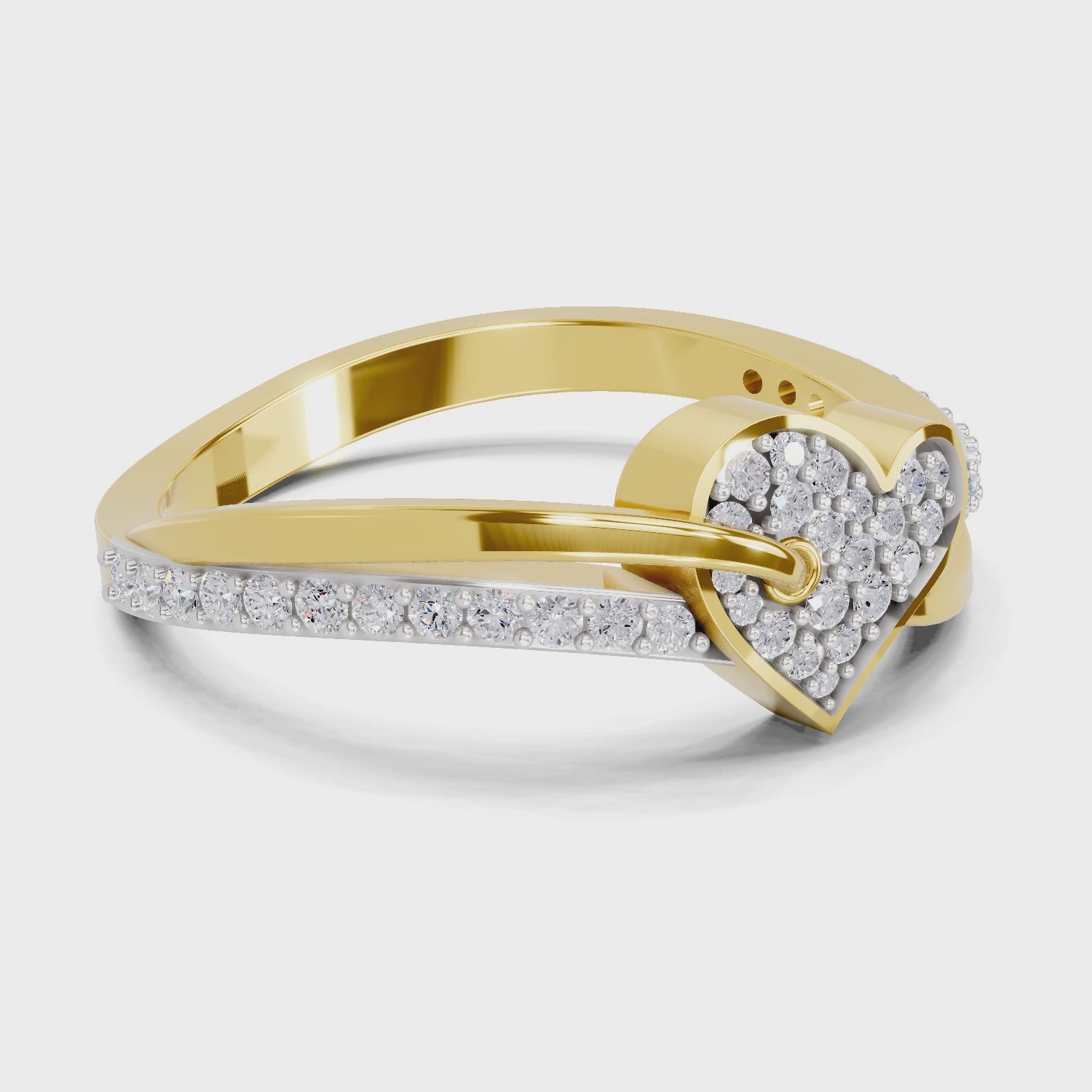 Load video: 0.32 Ct Round Shape | 925 Sterling Silver Gold Plated Heart Ring