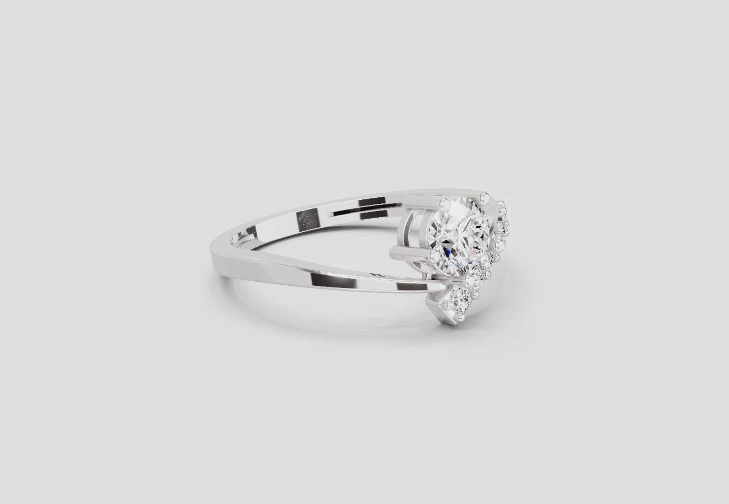 Load video: 0.61 Ct Twist Bypass Diamond Ring | 14K White Gold