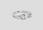 0.76 Ct Round Open Two Stone Ring | 14K White Gold