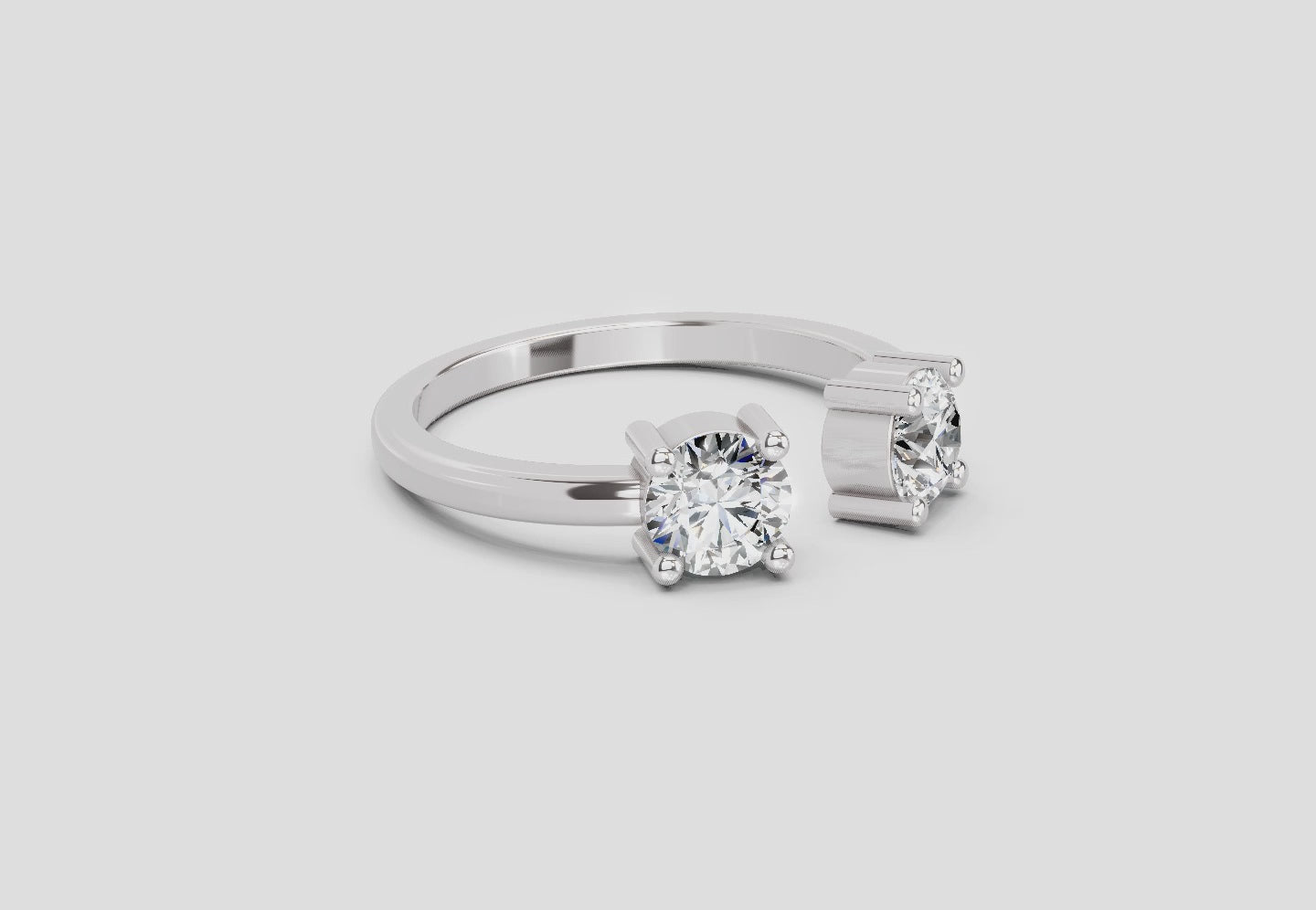 Load video: 0.76 Ct Round Open Two Stone Ring | 14K White Gold
