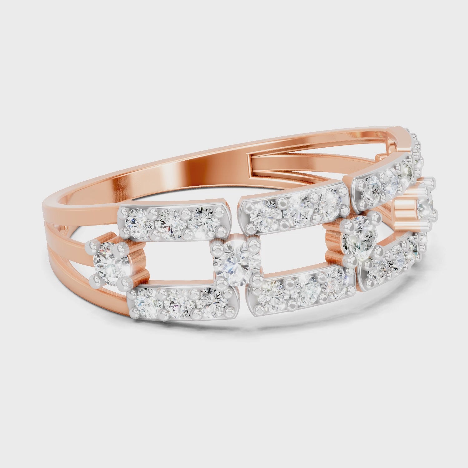 Load video: 0.46 Carat Round Shape Diamond Bridge Ring | 14K Rose Gold